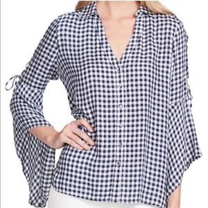 Jessica Simpson Michi Gingham Tie Bell Sleeve